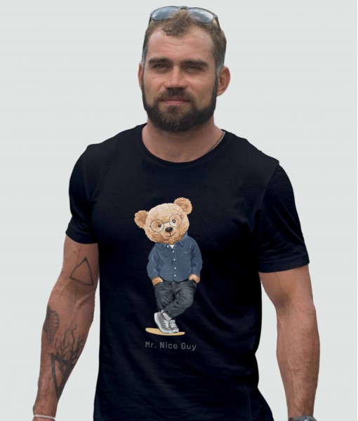 Мъжка тениска с щампа Мечета Mr. Nice guy bear